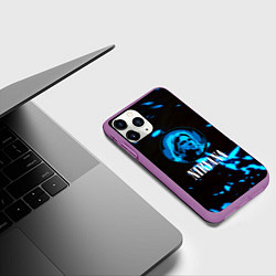 Чехол iPhone 11 Pro матовый Nirvana рок бенд краски, цвет: 3D-фиолетовый — фото 2