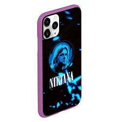 Чехол iPhone 11 Pro матовый Nirvana рок бенд краски, цвет: 3D-фиолетовый — фото 2