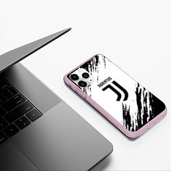 Чехол iPhone 11 Pro матовый Juventus краски, цвет: 3D-розовый — фото 2