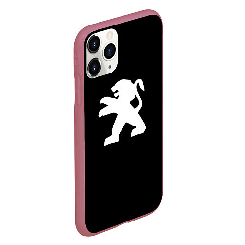 Чехол iPhone 11 Pro матовый Peugeot logo / 3D-Малиновый – фото 2