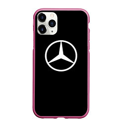 Чехол iPhone 11 Pro матовый Mercedes benz logo white, цвет: 3D-малиновый