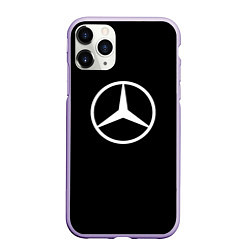 Чехол iPhone 11 Pro матовый Mercedes benz logo white, цвет: 3D-светло-сиреневый