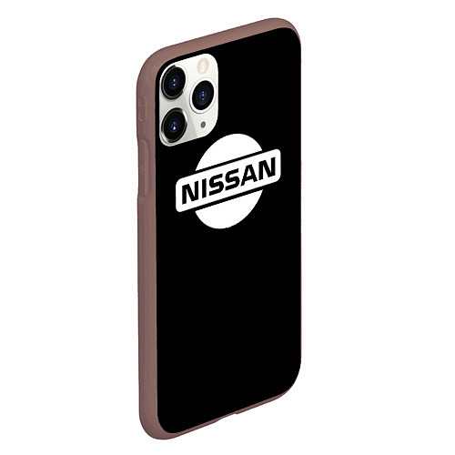 Чехол iPhone 11 Pro матовый Nissan logo white / 3D-Коричневый – фото 2