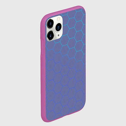 Чехол iPhone 11 Pro матовый Шестигранники индиго / 3D-Фиолетовый – фото 2