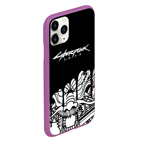 Чехол iPhone 11 Pro матовый Cyberpunk steel samurai / 3D-Фиолетовый – фото 2