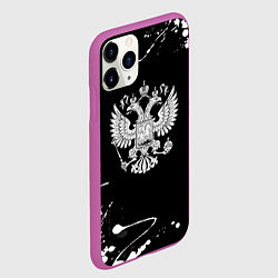 Чехол iPhone 11 Pro матовый Россия герб краски брызги, цвет: 3D-фиолетовый — фото 2