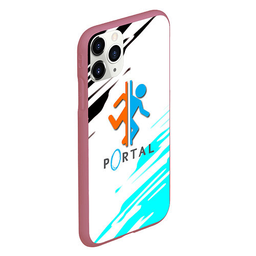 Чехол iPhone 11 Pro матовый Portal краски текстура гейм / 3D-Малиновый – фото 2