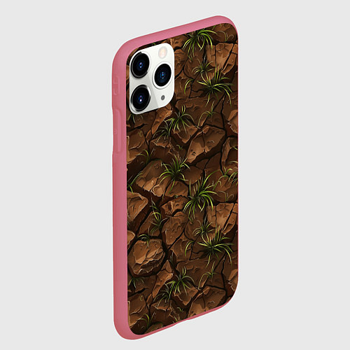 Чехол iPhone 11 Pro матовый Текстура элементаля земли / 3D-Малиновый – фото 2