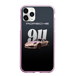 Чехол iPhone 11 Pro матовый Спортивный автомобиль Porsche 911, цвет: 3D-розовый