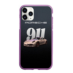 Чехол iPhone 11 Pro матовый Спортивный автомобиль Porsche 911, цвет: 3D-фиолетовый