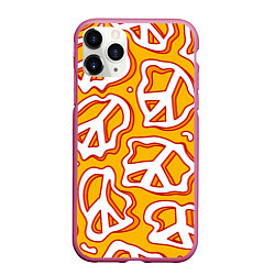 Чехол iPhone 11 Pro матовый Pattern peace, цвет: 3D-малиновый