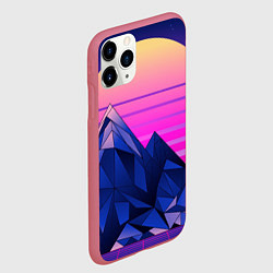 Чехол iPhone 11 Pro матовый Vaporwave неоновые горы, цвет: 3D-малиновый — фото 2