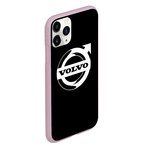 Чехол iPhone 11 Pro матовый Volvo white logo / 3D-Розовый – фото 2