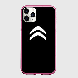 Чехол iPhone 11 Pro матовый Citroen white logo, цвет: 3D-малиновый