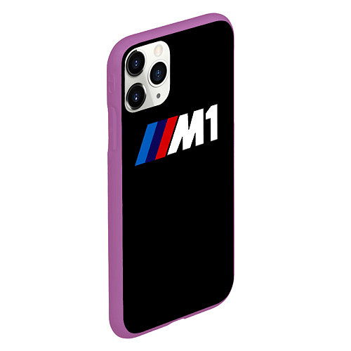 Чехол iPhone 11 Pro матовый BMW m1 logo / 3D-Фиолетовый – фото 2