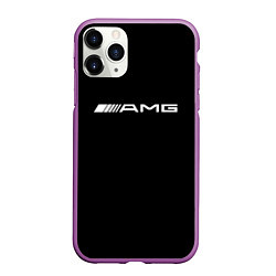 Чехол iPhone 11 Pro матовый Amg logo white, цвет: 3D-фиолетовый