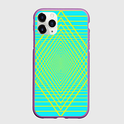Чехол iPhone 11 Pro матовый Трансформация контурных треугольников, цвет: 3D-фиолетовый