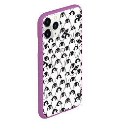 Чехол iPhone 11 Pro матовый Узор с пингвинами, цвет: 3D-фиолетовый — фото 2
