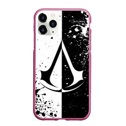 Чехол iPhone 11 Pro матовый Assasins Creed - black and white, цвет: 3D-малиновый