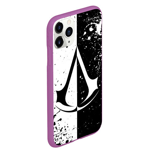 Чехол iPhone 11 Pro матовый Assasins Creed - black and white / 3D-Фиолетовый – фото 2