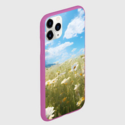 Чехол iPhone 11 Pro матовый Ромашковое поле, цвет: 3D-фиолетовый — фото 2