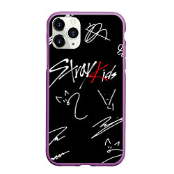 Чехол iPhone 11 Pro матовый Stray kids автографы лого, цвет: 3D-фиолетовый