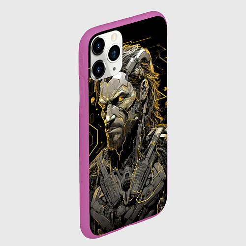 Чехол iPhone 11 Pro матовый Venom Snake cyber Metal gear game / 3D-Фиолетовый – фото 2