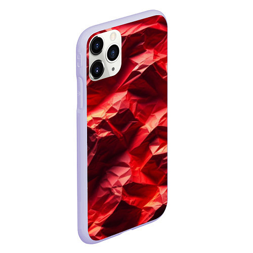 Чехол iPhone 11 Pro матовый Эффект текстуры мятой красной бумаги / 3D-Светло-сиреневый – фото 2