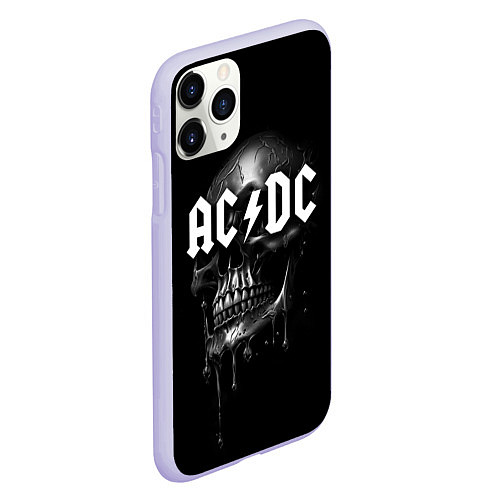 Чехол iPhone 11 Pro матовый AC DC - большой череп с подтеками / 3D-Светло-сиреневый – фото 2