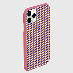 Чехол iPhone 11 Pro матовый Сине-бежевый текстурированный квадраты-рябь, цвет: 3D-малиновый — фото 2