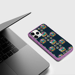 Чехол iPhone 11 Pro матовый Абстрактная генерация ии с черепом, цвет: 3D-фиолетовый — фото 2