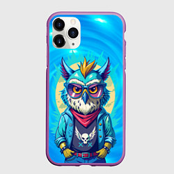 Чехол iPhone 11 Pro матовый Сова в одежде на стиле, цвет: 3D-фиолетовый