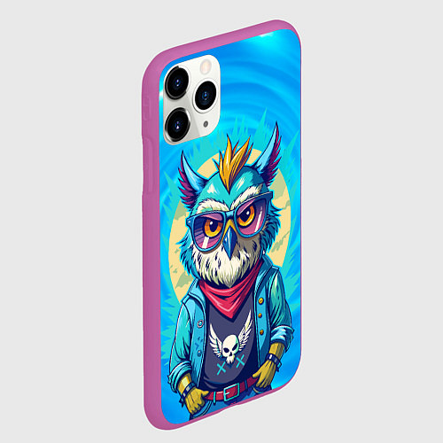 Чехол iPhone 11 Pro матовый Сова в одежде на стиле / 3D-Фиолетовый – фото 2