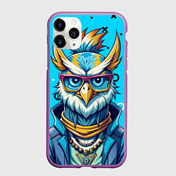 Чехол iPhone 11 Pro матовый Сова в одежде на стиле