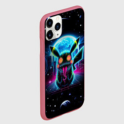Чехол iPhone 11 Pro матовый Пикачу в космосе - ужас, цвет: 3D-малиновый — фото 2