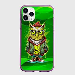 Чехол iPhone 11 Pro матовый Сова в стильной одежде модница, цвет: 3D-фиолетовый