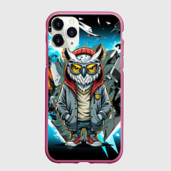 Чехол iPhone 11 Pro матовый Сова в стильной одежде модница