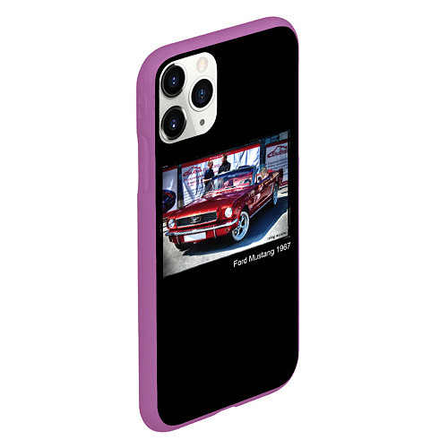 Чехол iPhone 11 Pro матовый Ford Mustang кабриолет модель 1967 года / 3D-Фиолетовый – фото 2