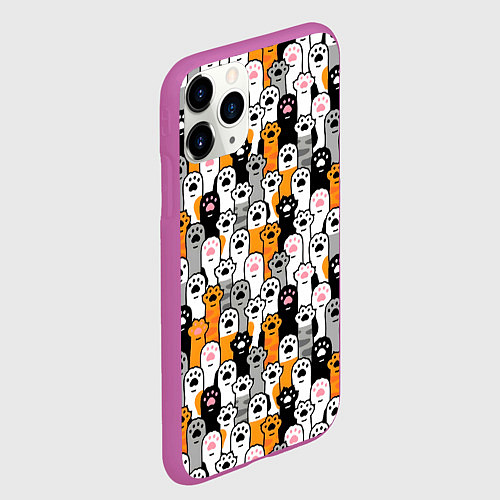 Чехол iPhone 11 Pro матовый Кошачьи лапы / 3D-Фиолетовый – фото 2