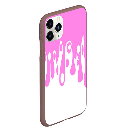 Чехол iPhone 11 Pro матовый Потеки розовой краски на белом / 3D-Коричневый – фото 2