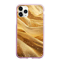 Чехол iPhone 11 Pro матовый Золотистая текстура с блестками, цвет: 3D-розовый