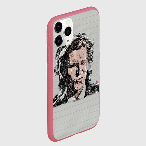 Чехол iPhone 11 Pro матовый Нарисованный Патрик Бэйтман / 3D-Малиновый – фото 2