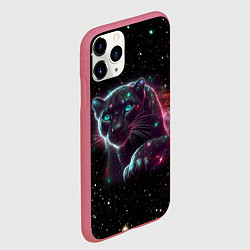 Чехол iPhone 11 Pro матовый Межгалактическая пантера - космос от нейросети, цвет: 3D-малиновый — фото 2