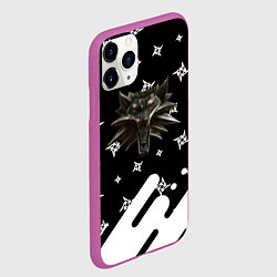 Чехол iPhone 11 Pro матовый Ведьмак медальён лого паттерн, цвет: 3D-фиолетовый — фото 2