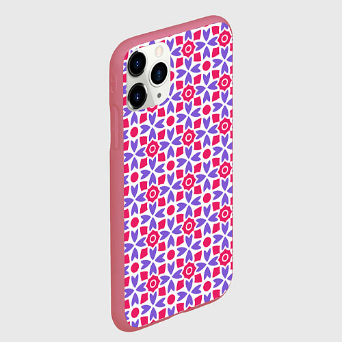 Чехол iPhone 11 Pro матовый Потрясающий узор батик / 3D-Малиновый – фото 2