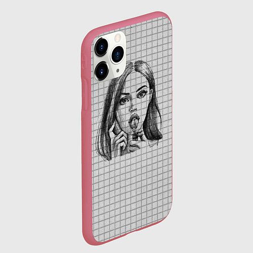 Чехол iPhone 11 Pro матовый Меган Фокс / 3D-Малиновый – фото 2