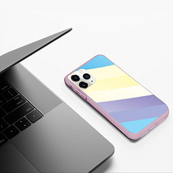 Чехол iPhone 11 Pro матовый Паттерн цветные волны - color waves, цвет: 3D-розовый — фото 2