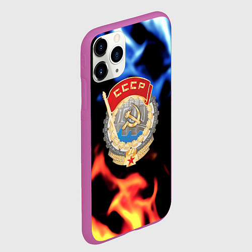 Чехол iPhone 11 Pro матовый СССР битва огней / 3D-Фиолетовый – фото 2