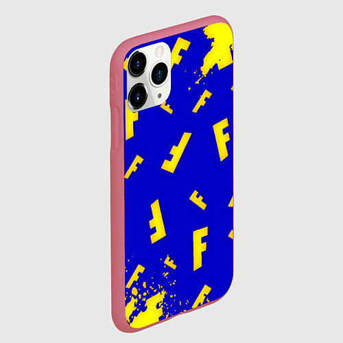 Чехол iPhone 11 Pro матовый Fortnite краски неон / 3D-Малиновый – фото 2