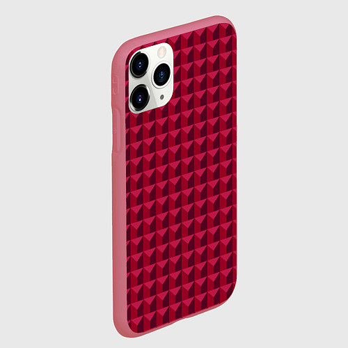 Чехол iPhone 11 Pro матовый Бордовая мозаика / 3D-Малиновый – фото 2